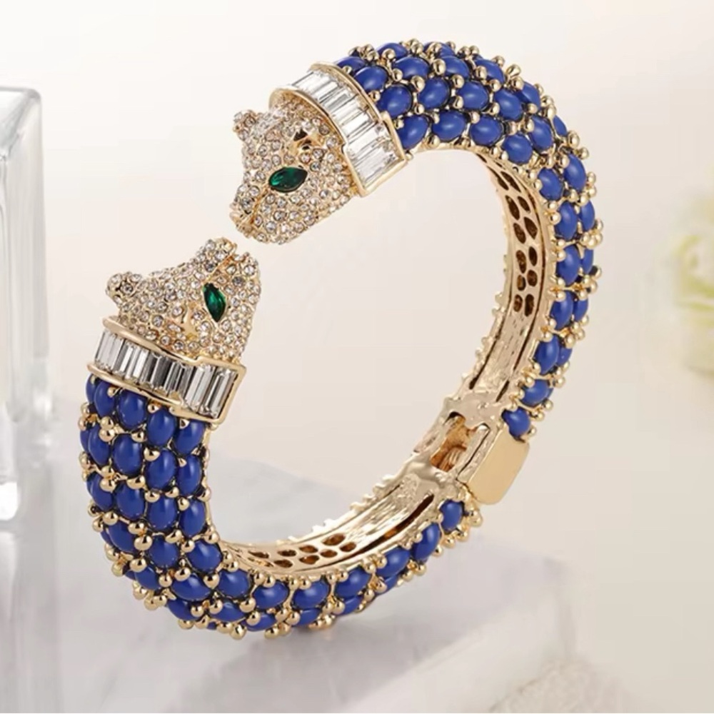 Resin Rhinestones Animal Panther Leopard Bracelet
